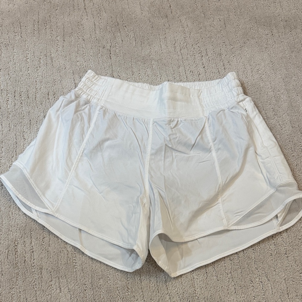 lululemon Hotty Hot White Shorts with Nude Built-in Brief